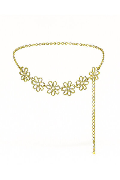 coaksco Curea cu lanț margarete de culoare aurie, lanț de talie cu farmec, ce...