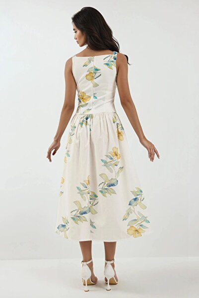 Hiccup Rochie midi imprimată cu decolteu barcă