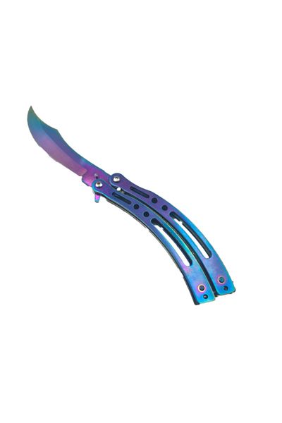 dalimag Butterfly Knife with Blade, Fade Model, Curved, Stainless Steel, 23 cm,