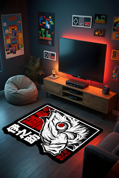 Alpacarpet Özel Kesimli Desenli Anime & Gamer Halısı Kaymaz Taban Makinede Yı...