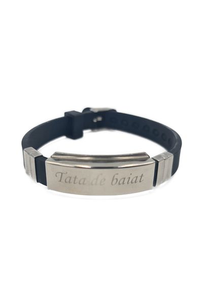 dalimag Brățară din silicon cu textul „Tata de băiat”, 22 cm, Negru