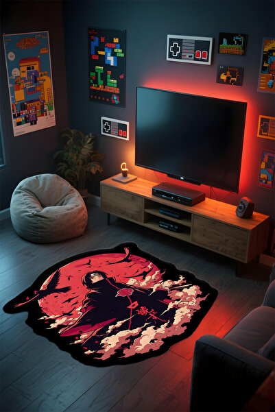 Alpacarpet Özel Kesimli Desenli Anime & Gamer Halısı Kaymaz Taban Makinede Yı...