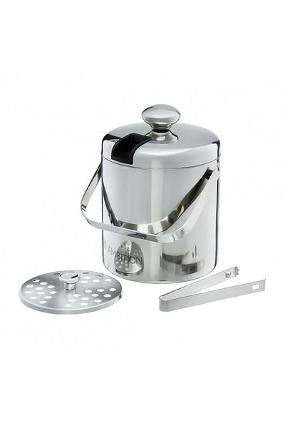 Ambition Galeata gheata cu capac, maner si cleste 1.3L, inox, argintiu, Ice