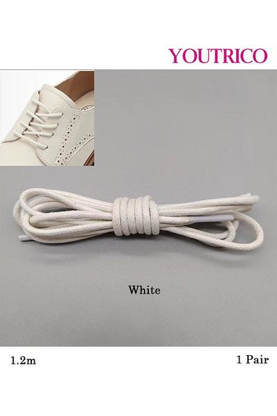 Youtrico 1 Pair Round Waxed Dress Shoelaces - Thin and Stylish for Formal Shoes(1.2m）