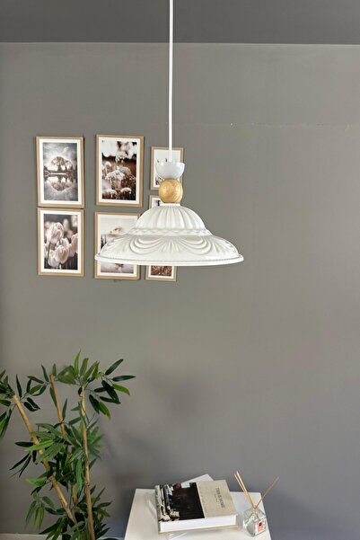 Bamyum Ralivo Beyaz Metal Avize Tekli Q Şapka Başlık Mutfak Modern Dekoratif Sarkıt Aydınlatma