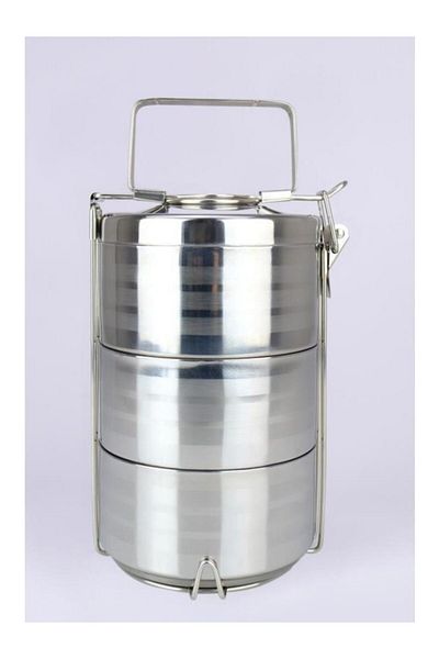 Elista 3-Piece Steel Bowl Food Transport Storage and Transport Bowl for Business Office School Gray - Yk1430 C320.025