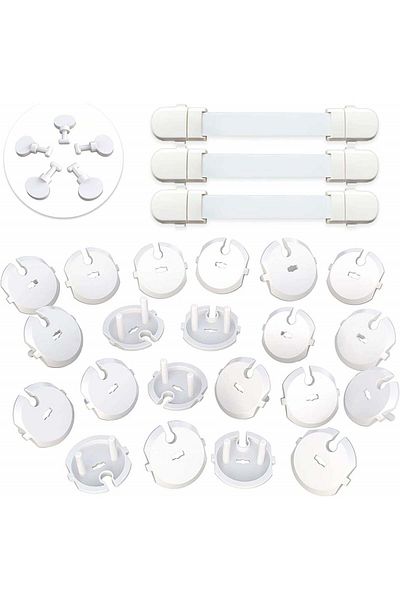 MOKIU child safety lock set, ABS, white, 23 pieces