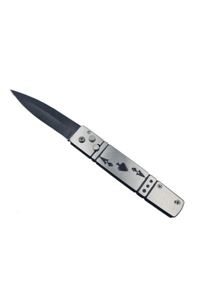 dalimag Cutit Deschidere pe Buton, Model As, Prindere curea, 21 cm, Argintiu,