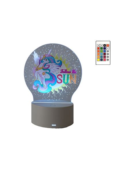 ILUMISHOP LED Night Light, PONY Celestia, 16 Colors, with remote control, USB power or 3 AA batteries
