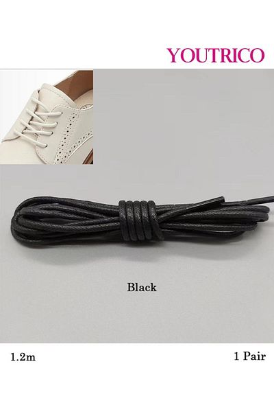Youtrico 1 Pair Round Waxed Dress Shoelaces - Thin and Stylish for Formal Shoes(1.2m）