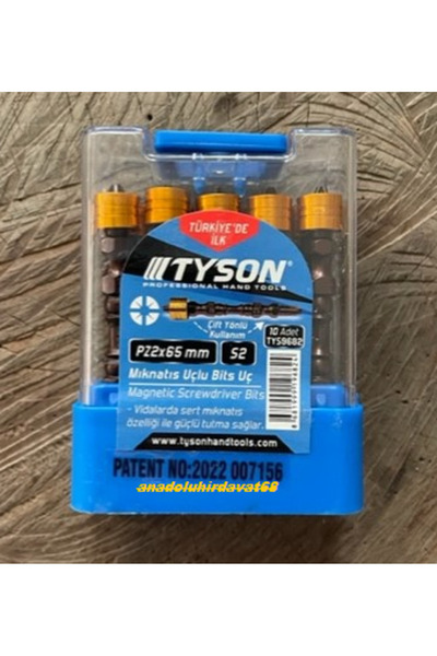TYSON Pz2 STOPLU VİDA SIKMA UCU MIKNATISLI ÇİFT YÖNLÜ YILDIZ BİTS UÇ 10ADET