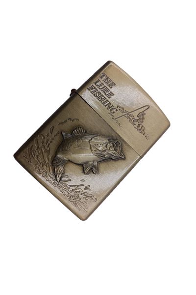 dalimag Metal Lighter Fishing Model, Detachable Interior, Refillable, Gasoline, Gold, 6 cm,