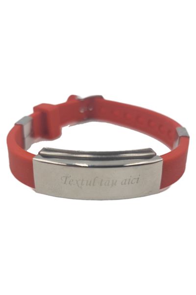 dalimag Silicone Bracelet, Personalized Text, Adjustable, Red,