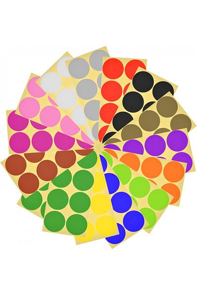 BEIMEIII Set of 560 self-adhesive dots, paper, multicolor, 5 cm