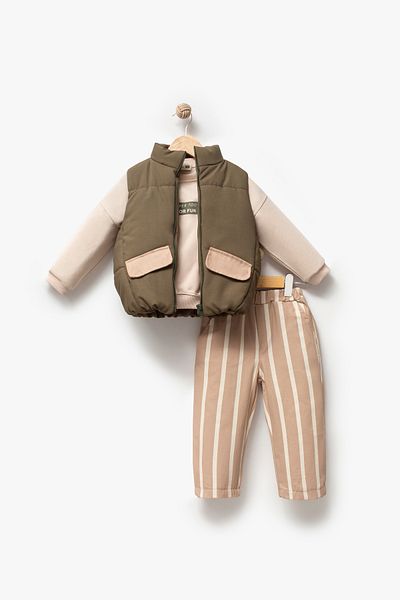 Jikko Baby Striped Trousers and Vest 3 Piece Set 9075