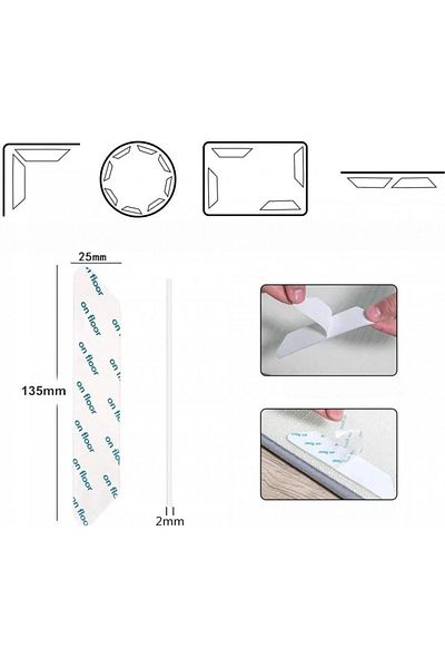 Lnmyic Set Of 24 Carpet Adhesive Strips, Polyurethane, White, 13.5 X 2.5 Cm