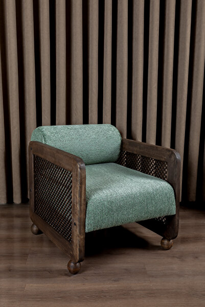 Aberteka ANİTA Ahşap Hazeranlı Bukle Kumaş Berjer