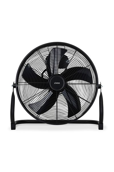 LİVOO Ventilator de podea DOM508, 55W, diametru 45cm, 3 viteze, corp metalic, 5 palete, maner, negru