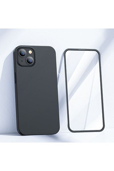 Joyroom Etui pokrowiec do iPhone 13 obudowa na tył i przód + szkło hartowane czarny