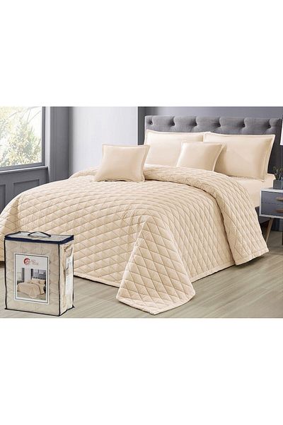 Moon Summer Plain Microfiber Double Bedspread 6 Pieces Quilt Size 250x230 cm
