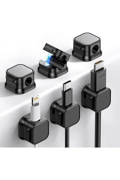 COOYA Magnetic Cable Clamps, Under-Office Cable Organizer, Adhesive Wire Holder Organizer