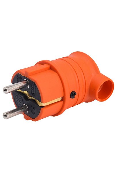 Bylion SCHUKO Plug with Rubber Handle IP44 16A 230V Orange