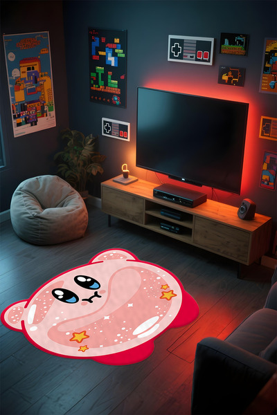 Alpacarpet Özel Kesimli Desenli Anime & Gamer Halısı Kaymaz Taban Makinede Yı...