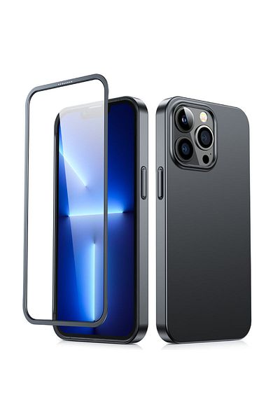Joyroom Etui pokrowiec do iPhone 13 Pro obudowa na tył i przód + szkło hartowane czarny