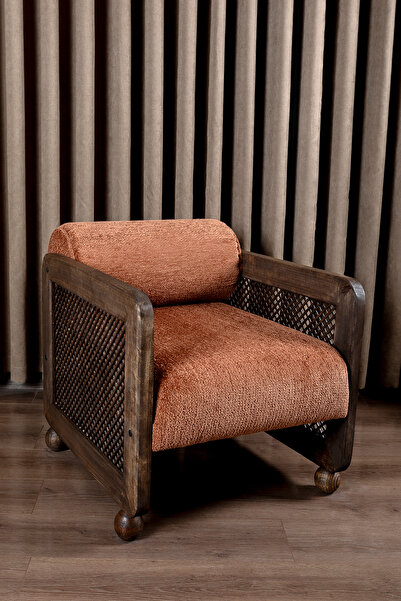 Aberteka ANİTA Ahşap Hazeranlı Bukle Kumaş Berjer