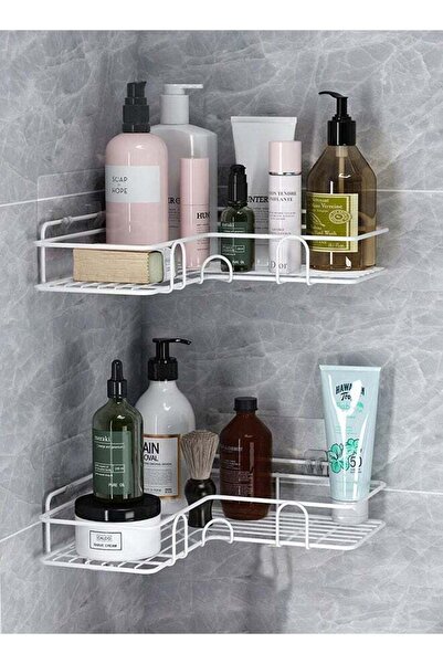 Arabest 2-Pack Corner Shower Shelf with Hanger, Adhesive, White