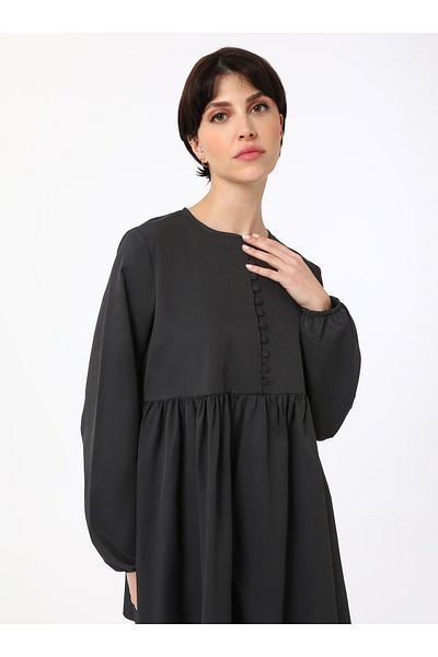 Benin Tunica cu nasturi cu detaliu cu șnur - Negru -