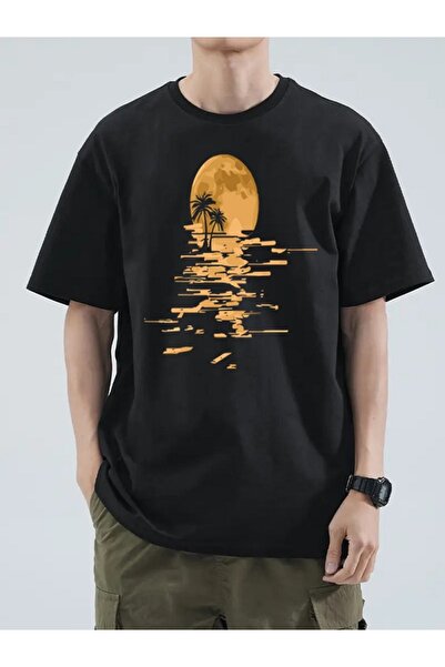 MARKATEM MarkatemSunset μπροστινό εμπριμέ unisex μπλουζάκι με χαλαρή εφαρμογή