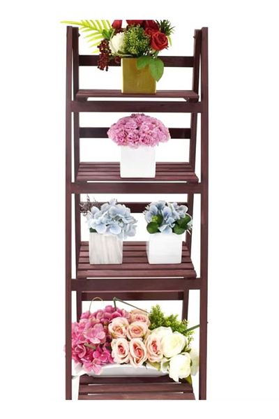 rexa 4-Tier Foldable Flower Pot Rack Stand Purple 120x55centimeter