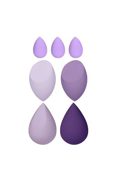 OEM Set 7 Bureti Machiaj Ovoidali, 4 Mari si 3 Mini, Pentru Fond de Ten, Creme si Pudre, Mov