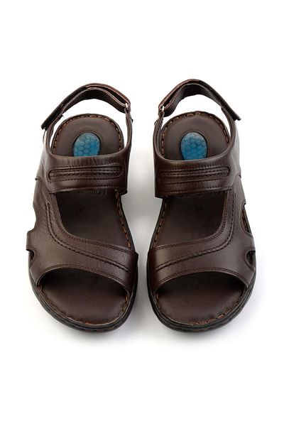 Bambi Brown Leather Men's Sandals E05437181303