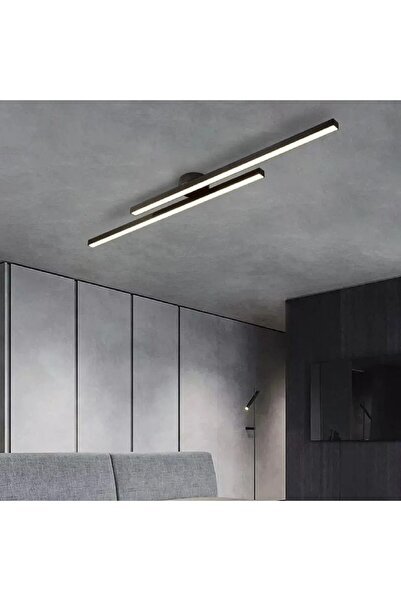 Avizen Lighting Project Modern Tavan Koridor Aydınlatması Çubuk Led Siyah Beyaz Işık Lineer Avize Armatür