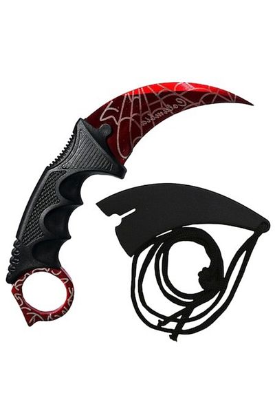 dalimag Cuțit de buzunar Karambit CS:GO, Roșu, Dalimag, Teacă și Snur