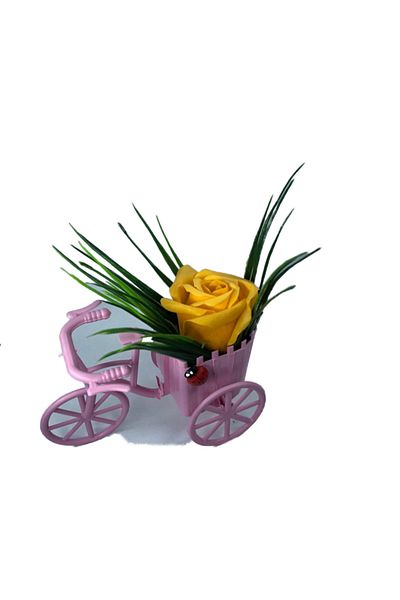 dalimag Aranjament Floral, Bicicleta Roz, Trandafir Galben-Inchis, Parfumat, Buburuza