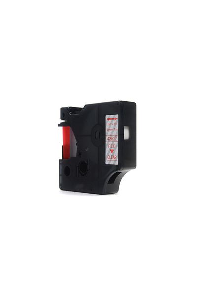 JetWorld Bandă de schimb Dymo D1, roșie pe transparentă, 6 mm x 7 m, LM100, LM100+, LM200, LM300