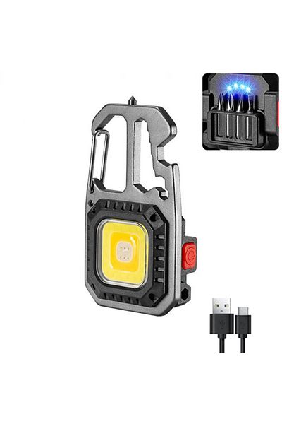 Choice Grey Mini LED Keychain Portable Work Light Pocket Flashlight USB Rechargeable Outdoor Camping Lamp W