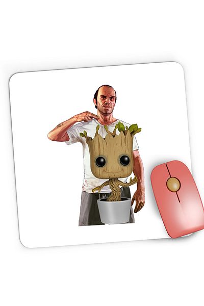 OEM Mousepad Gaming Baby Groot GTA Trevor Bebe Copacel, 21x19 cm