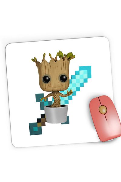 OEM Mousepad Gaming Baby Groot Minecraft Diamond Sword Bebe, 21x19 cm