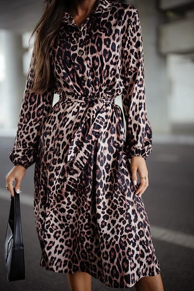 UniqueStore.ro Leopard Print Dress With Side Slit