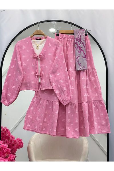 YEDİLALE Summer Double Suit with Rose Skirt and Jacket [Excluding Underwear and Shawl]