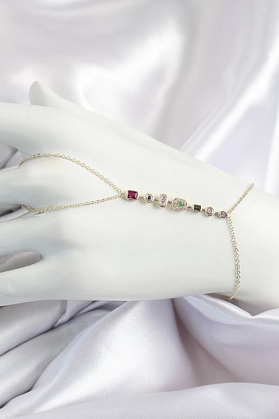 Clariss Brass Colored Zircon Stone Y Model Gold Color Women's Shahmeran
