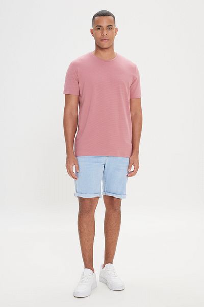AC&Co / Altınyıldız Classics Tricou pentru bărbați, cu trandafir uscat, slim fit, modal, cu decolteu rotund, flexibil, de bază