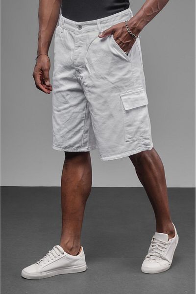 king brich High Waist Cargo Pocket Men's Denim Capri Shorts
