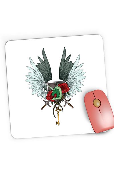 OEM Mousepad Gaming AOT Attack on Titan Crest Wings of Freedom Anime, 21x19 cm