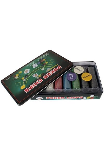 dalimag Set Poker Texas Holden negru 300 jetoane, 2 carti, covoras, 3 butoane, cutie