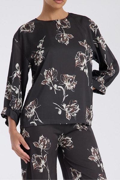 trikobis Sleeve Ends Pleated Detail Satin Tunic